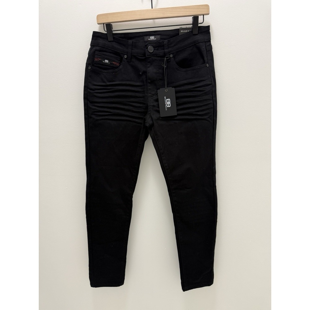 Benjamin Black Skinny Jeans Men's 30x30 Black Stretch Moto Biker Pants
